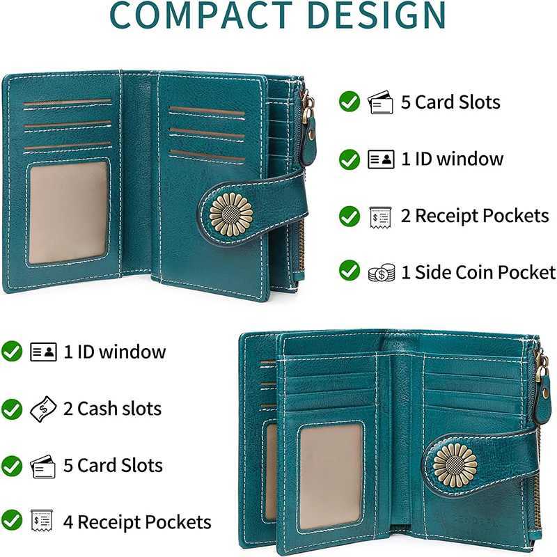 Genuine Leather Fi RFID Wallet Wen Cluh Holder Ladies Zipper Cluh Bag short Wallet Casual Coin Purse Y250707