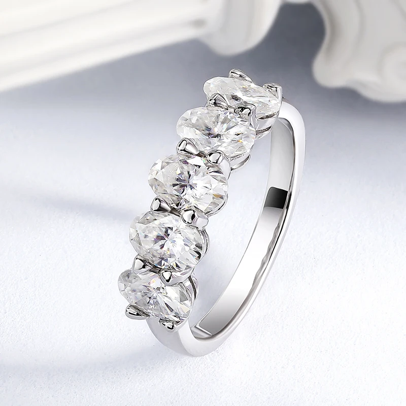 MT D VVS1 4*6mm Oval Moissanite Ring for Women Engagement Wedding Eternity Ring Band Luxury Jewelry 2.5 Carat 925 Sterling Silver