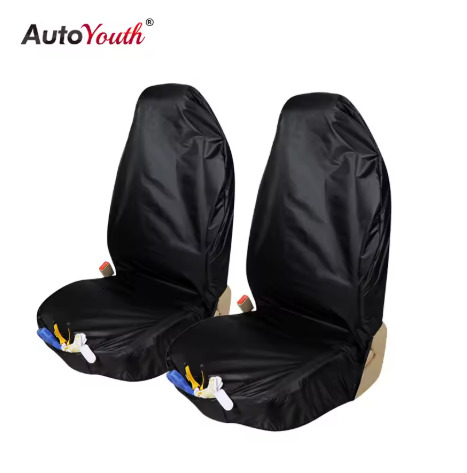 AUTOYOUTH Waterproof Car Seat Cover 2PCS Front Car Seat Protector With Organizer Bag Universal Car Interior Accessory