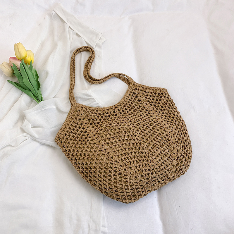 Free shipping designer Relaxed Woven Large Bag for Women 2025 New Large Capacity Cotton Tote Bag Beach Vacation Versatile Shoulder Bag