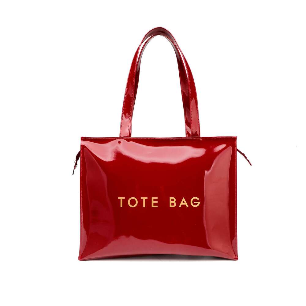 Shoulder bag handbag shopping bag women's 2025 PVC waterproof letter printing fashionable and simple