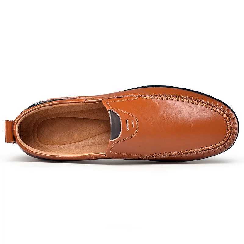 Handmade Shoes Leather Casual Shoes For Men Flat Platform Walking Shoes Outdoor Footwear Loafers Breathable Sneakers Y250707