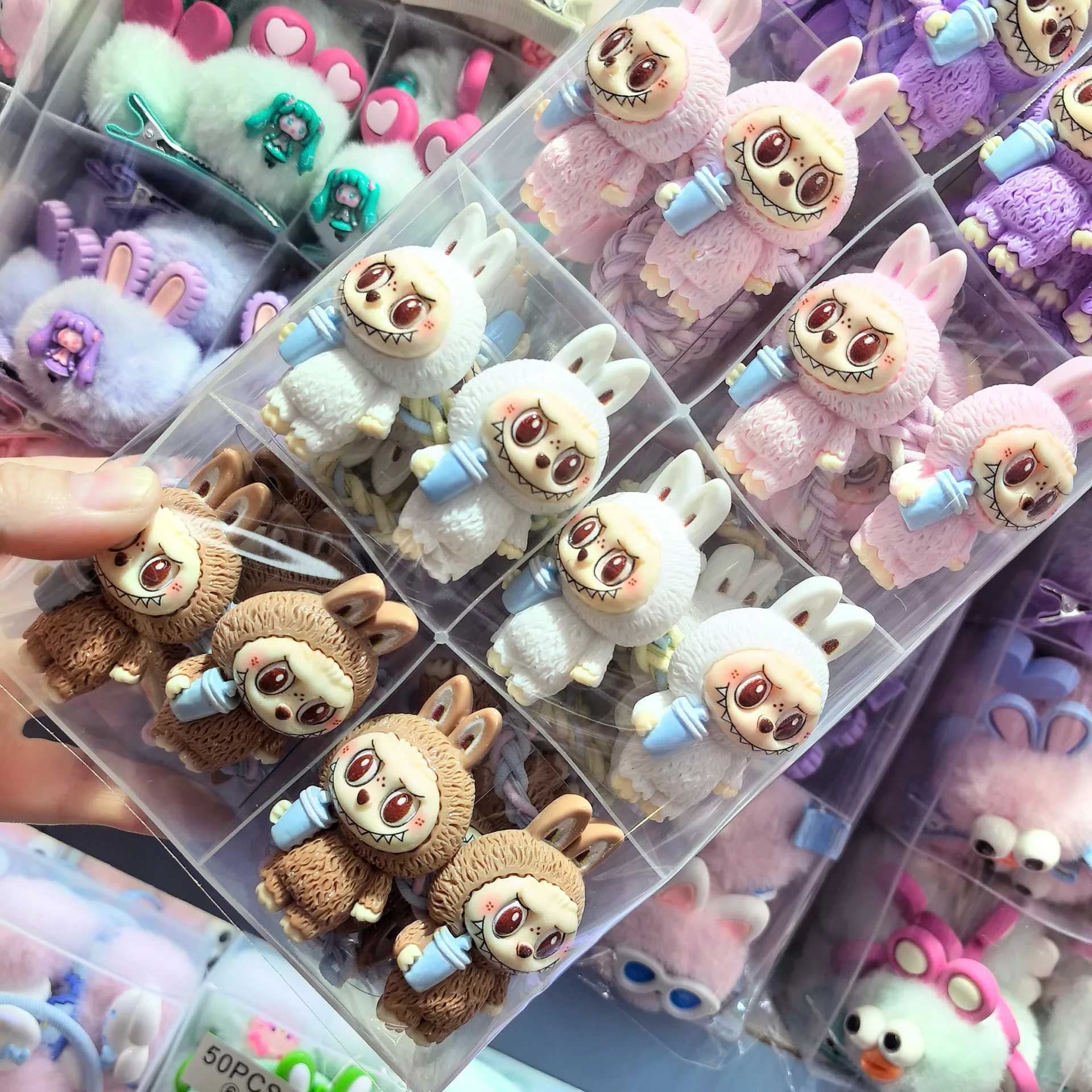 Cute cartoon hair band elastic rubber band suitable for girls Internet celebrity Labubu cartoon tail hair accessories L250705CV33