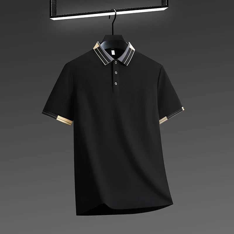 2025 New Mens Business Casual Short Sleeve Shirt Solid Color Polo Shirt Fashionable Breathable Comfortable Versatile Top Y250708 Y250708