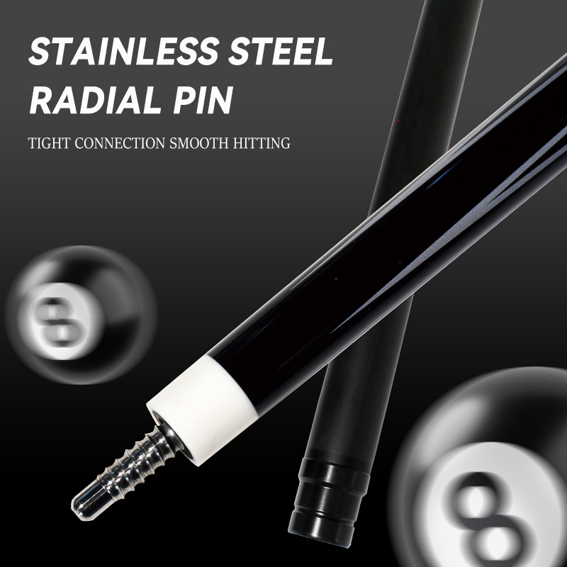 OKHEALING 1/2 Split Pool Cue Billiard Stick Carbon Fiber Billiard Cue 11.8mm Black Pigskin Tip Radial Pin or 8 Teeth Joint 1474mm/58inch Weight Adjust