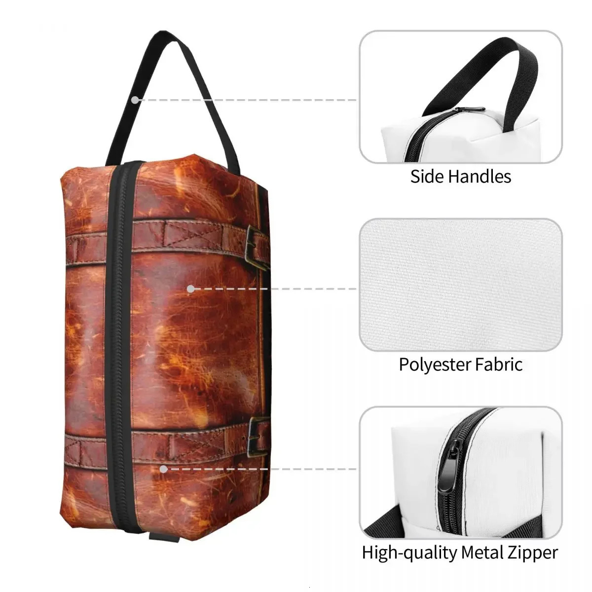Abstract Leather Textures Cosmetic Bag Women Fashion Large Capacity 3D Medieval Pattern Makeup Case Beauty Storage Toiletry Bags 250701