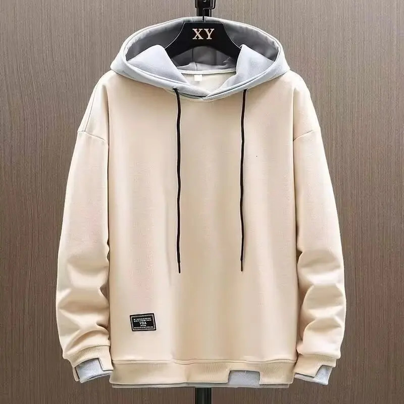 2025 Autumn Men Hoodies High Street Pullover Long Sleeve Patchwork Sweatshirt Men Fashion Streetwear Hoodie Harajuku 250707