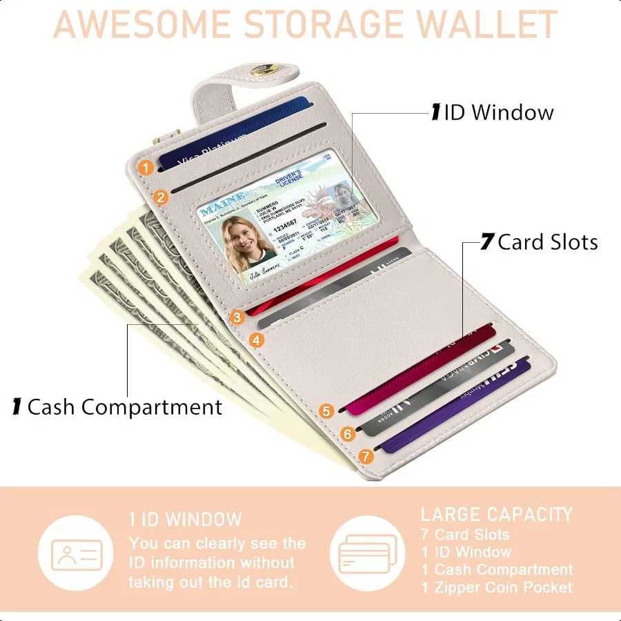 Abstract Boho Leaves Rfid Ladies Wallet Small Slim Thin Cpact Wen Wallet PU Leather Bifold C Zipper Coin Poc Y250707