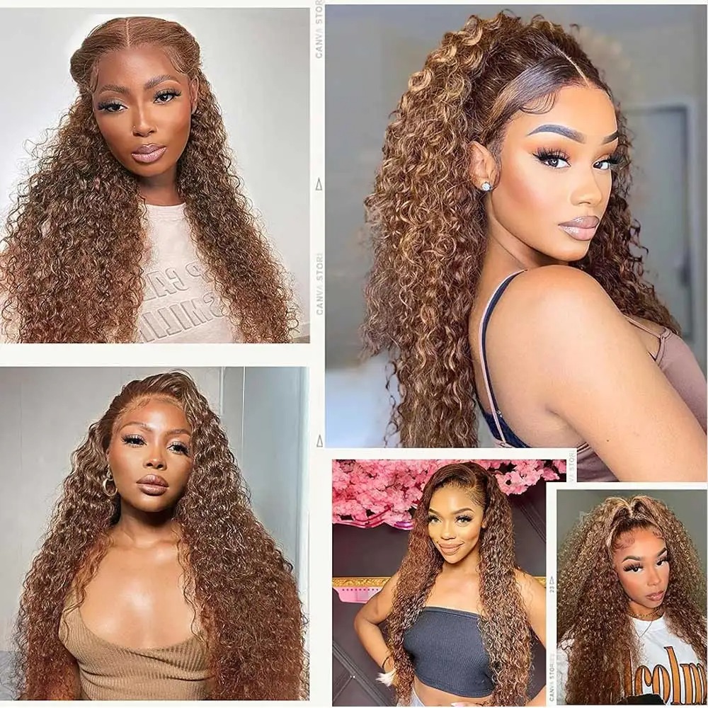 Chocolate Brown Curly Wave Lace Front Wig 360 Lace Closure Wig 13x4 Hd Wear And Go Glueless Lace Frontal Wigs For Women Synthetic Wig