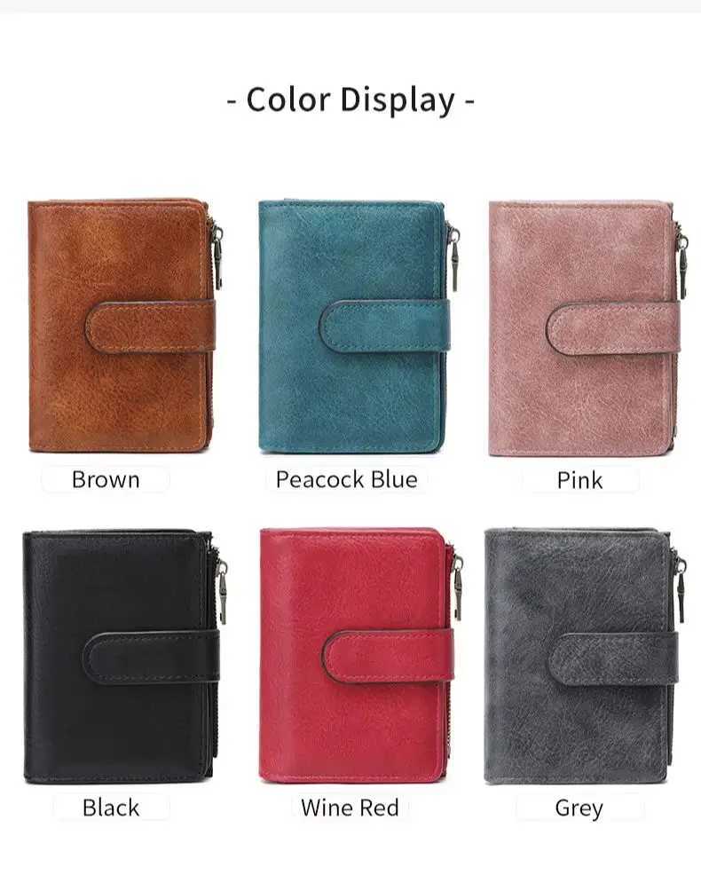 FiWens Wallet RFID Anti-theft Short Trifold Large Capacity Card Holder Coin Purse ID Card HolderWallet Y250707