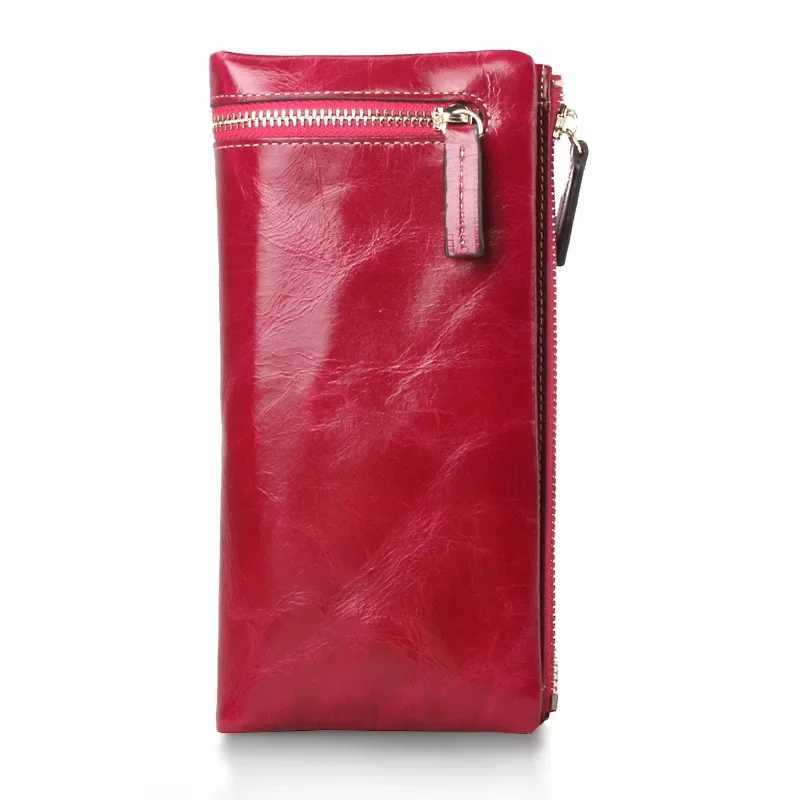 Luxury Wen Wallets Lg Genuine Leather Purse Oil Leather Fem Wallet Casual Carteira Feminina Y250707