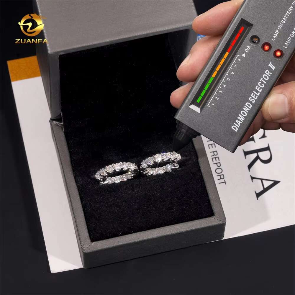 Hot Sale 925 Sterling Silver 3mm Moissanite Diamond GRA Certificate Gold Plated Hoop Earrings