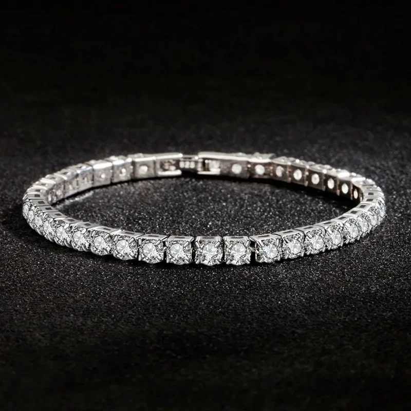 Luxury Hiphop Iced Out 4mm Cubic Zircon Crystal Tennis Bracelets for Women/Men Gold Silver Color Chain Bracelet Fashion JewelryXJ250707