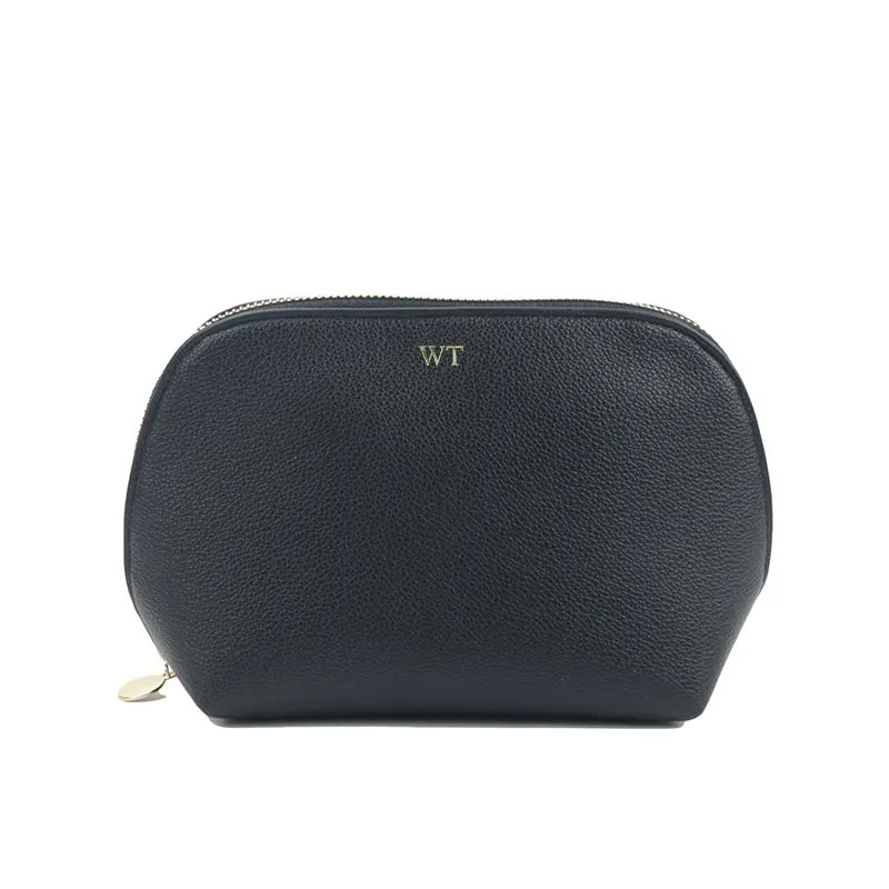 Customized Letters PU Leather Half Round Shell Makeup Bag Large Capacity High Beauty Travel Portable Womens Cosmetic Bag 250701