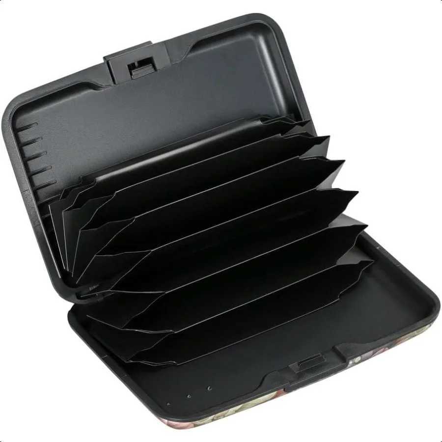 ELFISH Mini RFID Aluminum Wallet s Holder Business Card Case Metal ID Case for Men Wen Happy Flower Y250707
