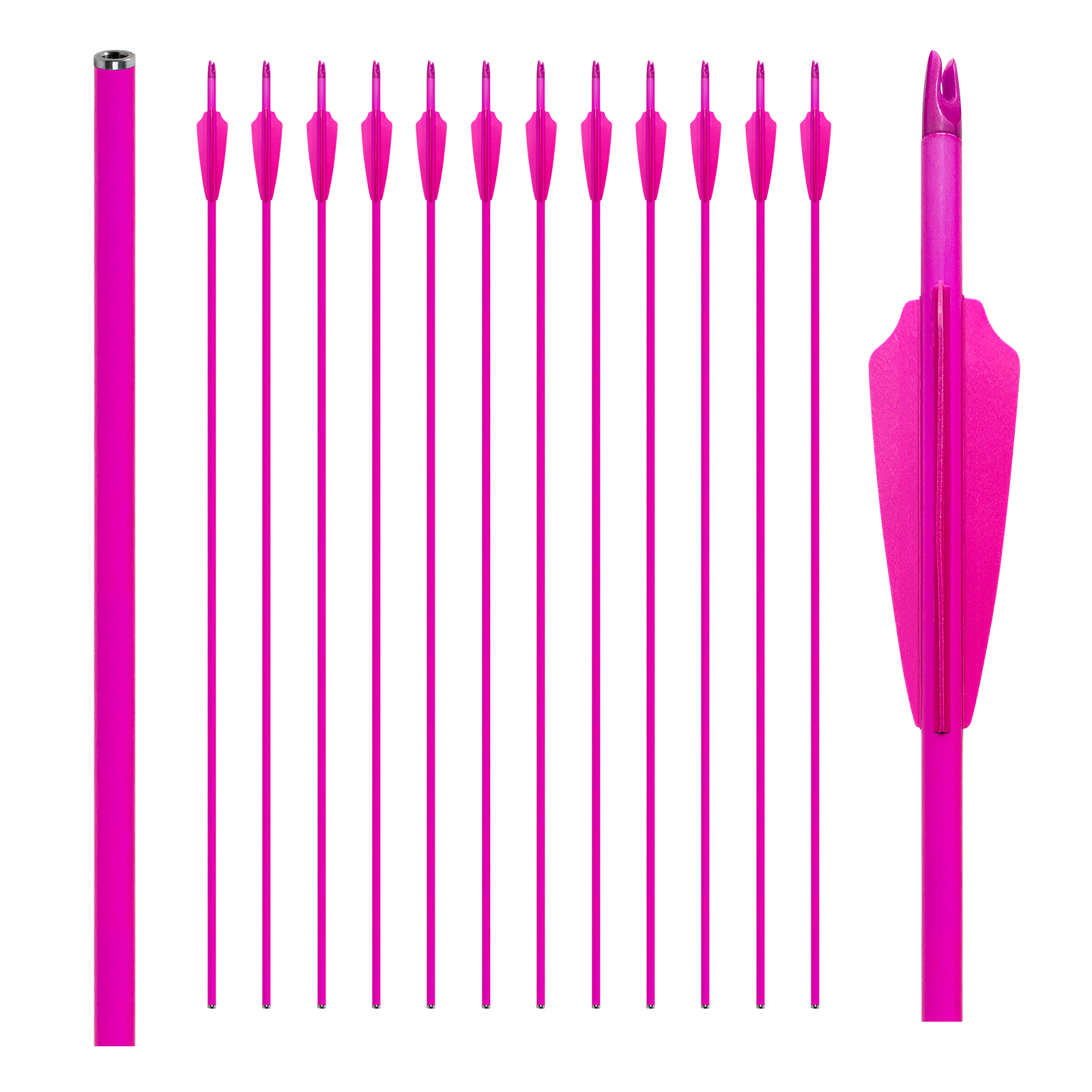31inch Archery Arrows without Arrowheads Hunting Arrows Carbon Targeting Arrows 6.2mm Training Arrows for Recurve Bow & Compound Bow Spine 250-600 Arr