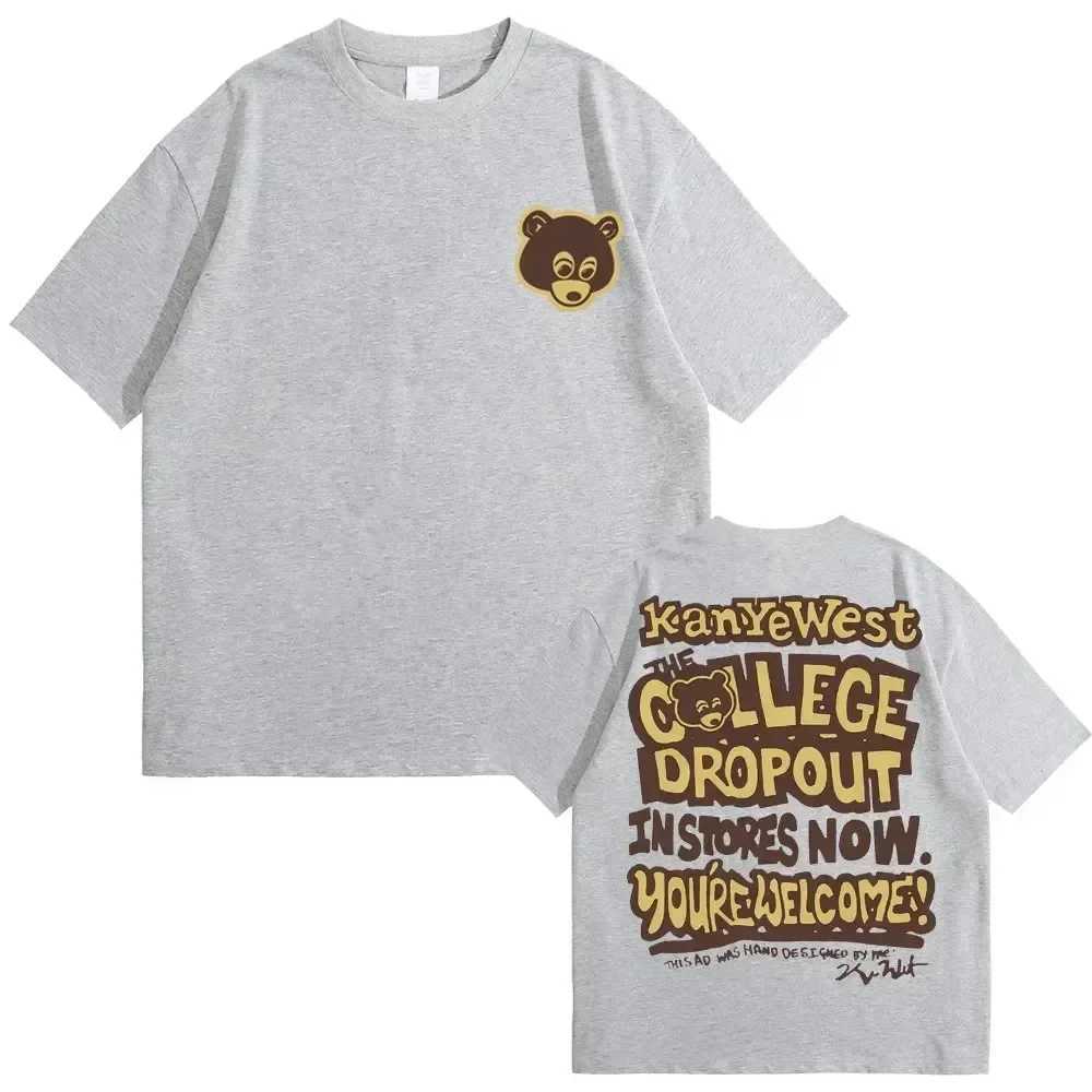 Best Famous The College Dropout Graphics T-shirt Men Womens Hip Hop Rap Vintage T-shirts Male Casual T ShirtXJ250707