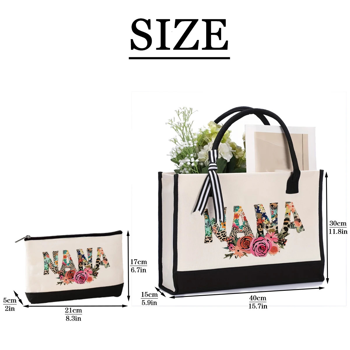Fashionable Printed Tote Bag Set for Women Large Waterproof Canvas Shopping Bag 250701