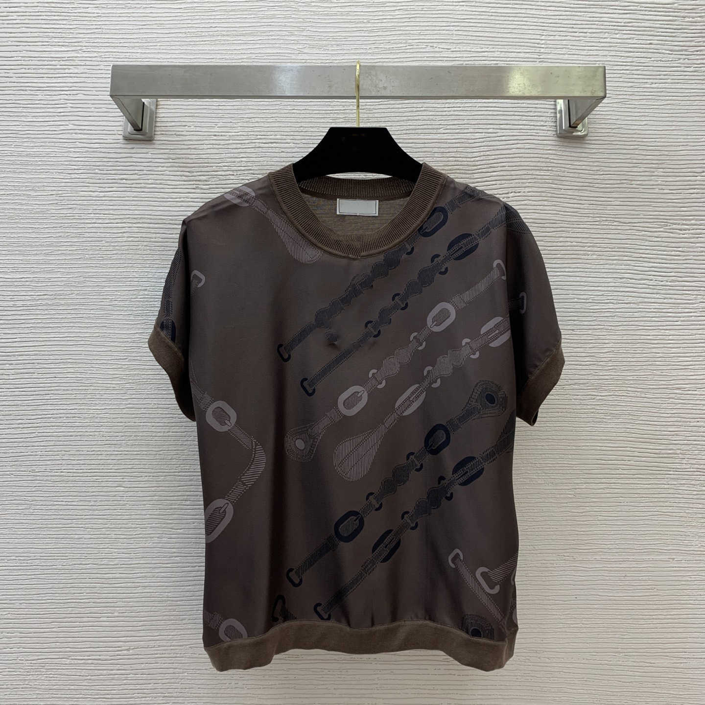pullover designer t shirt women Loose Fit Street Style Fashion Daily clothing High-end silk twill fabric tee graphic print short sleeve knit tops