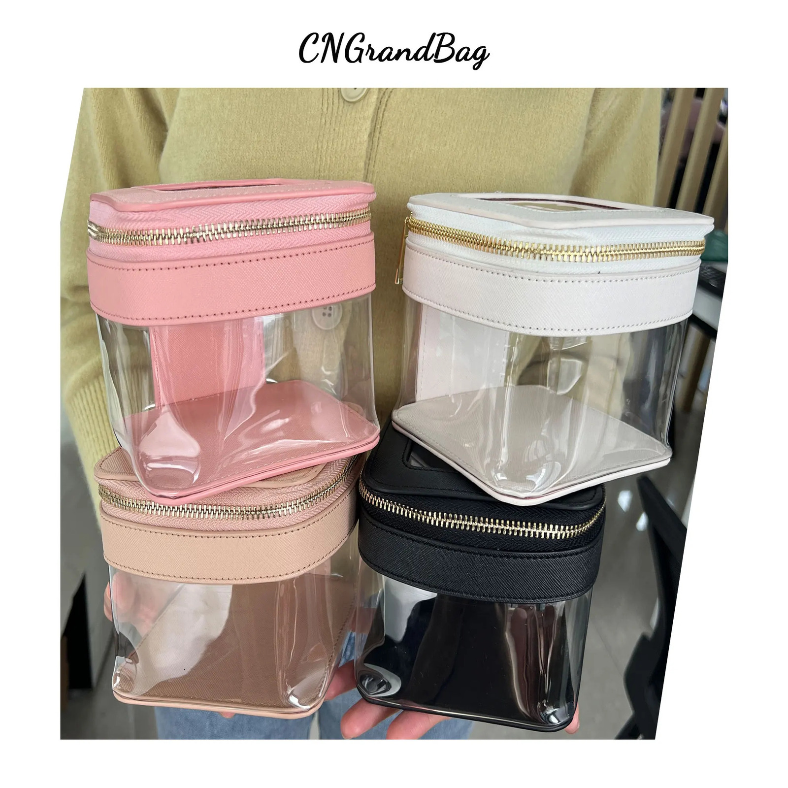 Custom Letters Saffiano Leather Cosmetic Bag PVC TPU Clear Makeup Bags Cosmetic Case For Storage Lipstick Travel Makeup Case 250701