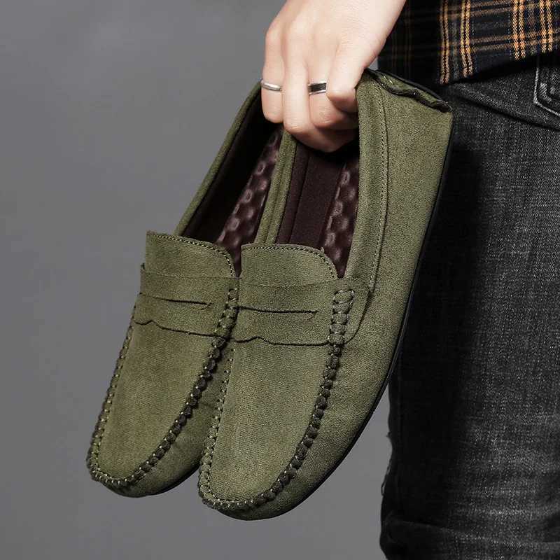 Fion Suede Leather Men Casual Shoes Cfortable Man Loafers Lightweight Lazy Boat Shoes Breathable Slip on Man Driving Shoes Y250707