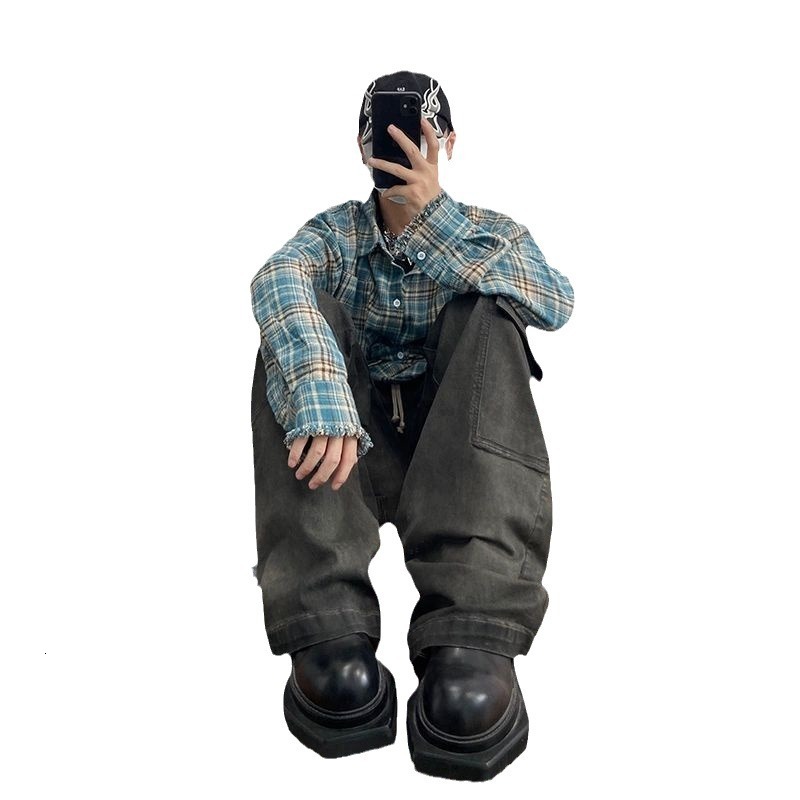 Flannel Cleanfit Plaid Shirt Men's Spring And Autumn American Retro Vintage Shirt Designer Short Sleeves Couple's Jacket