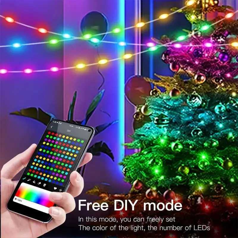 10M WS2812B Fairy Light Bluetooth LED String RGB Dream Color Addressable Party Christmas Lights Wedding Decoration Garland 5VDC W250701