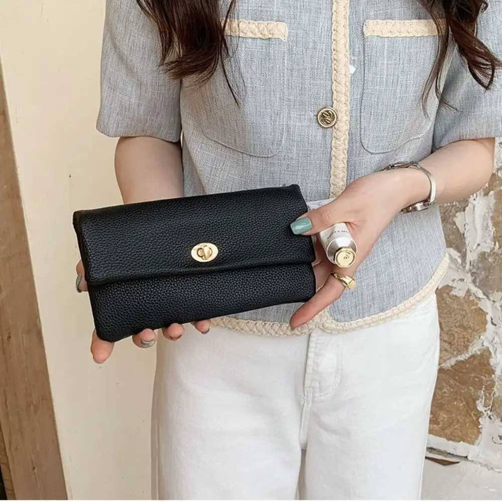 5 PU Leather LG Wallet Zipper Elegant Coin Purse Metal Buckle Multifunctional Clutch Bag Gift Y250707