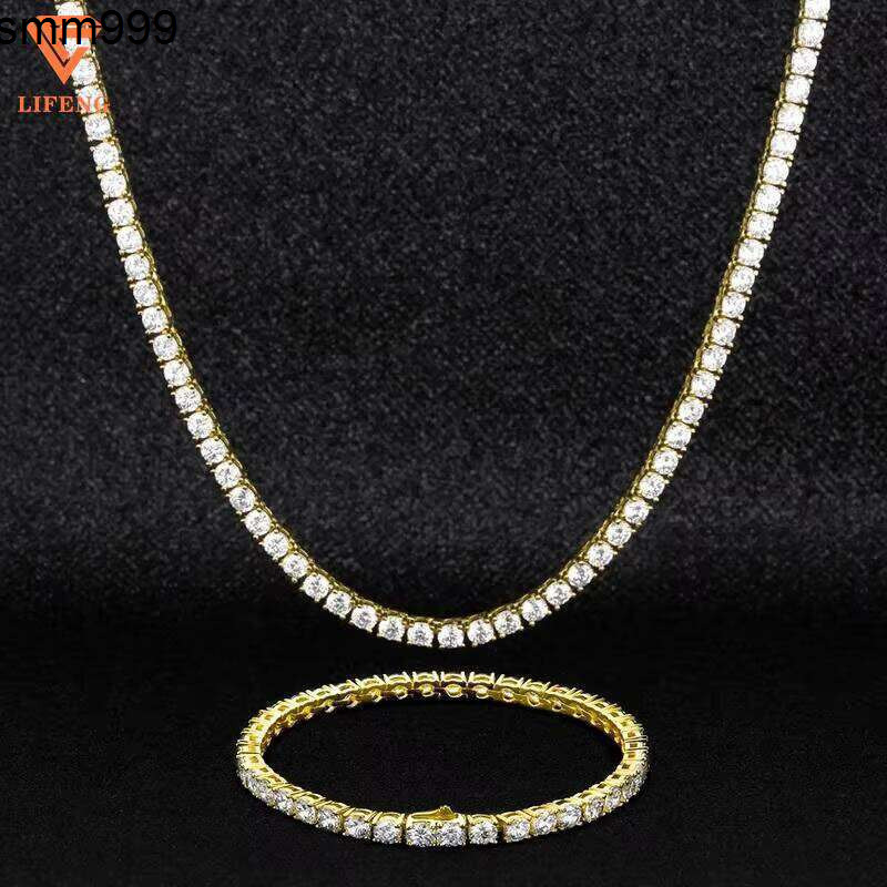 Iced Out Hip-Hop Jewelry 3Mm 4Mm 5Mm 6Mm VVS Moissanite Tennis Chain Round Brilliant Cut Sier Charm Necklace For Women