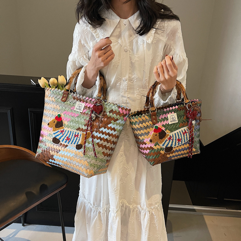 Free shipping designer Handwoven Bag for Women 2025 New Trend Dachshund Handbag Basket Bag Women Beach Vacation Tote Bag
