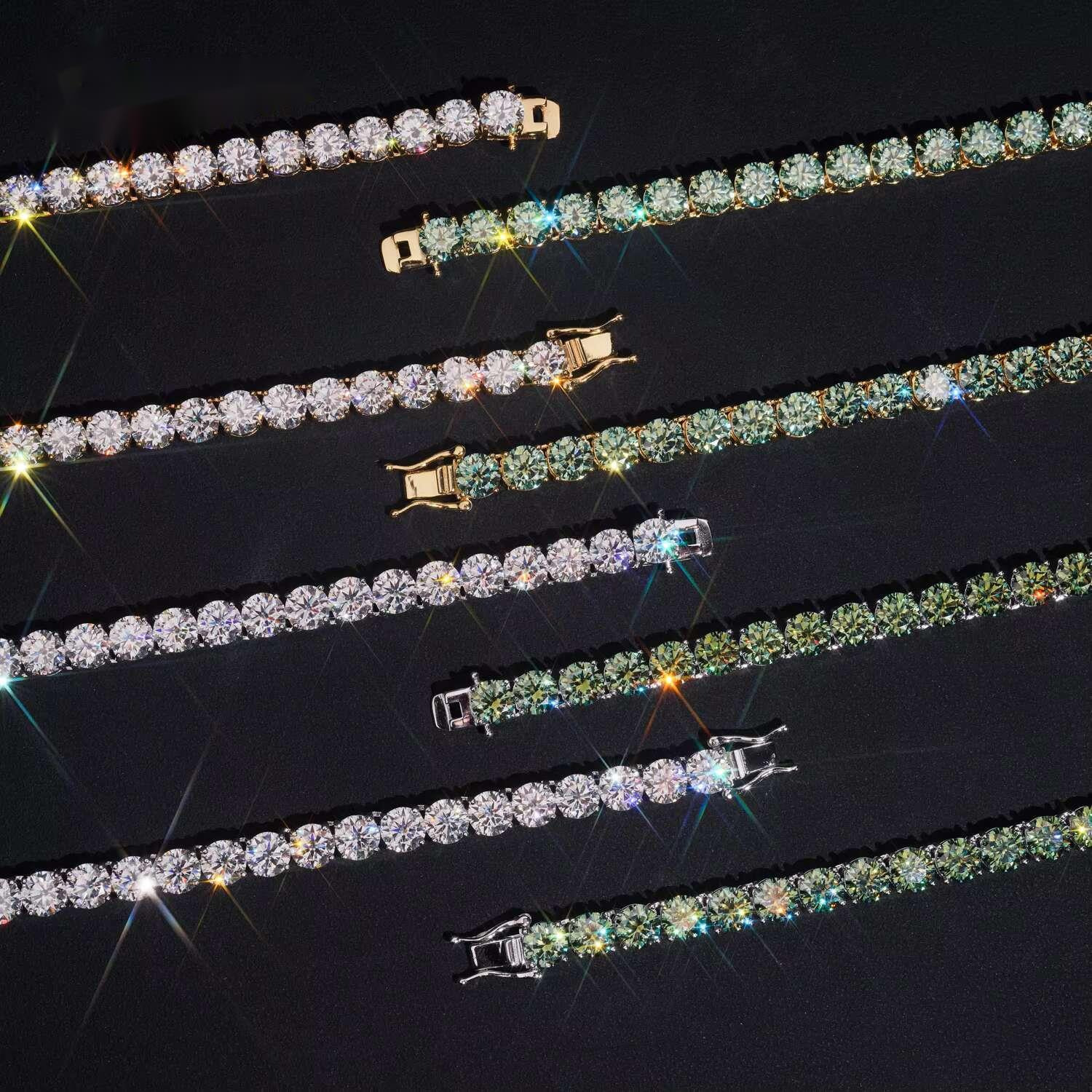 GRA Hip Hop Accessories 925 Pure Silver Brilliant Cut VVS 6.5mm Diamond Moissanite Tennis Chain Fashion Necklace