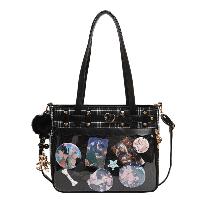 Free shipping designer Japanese Style Transparent Badge Pain Bag JK Uniform Bag Women Anime Exhibition Single Shoulder Bag Crossbody Bag Commuter Bag 