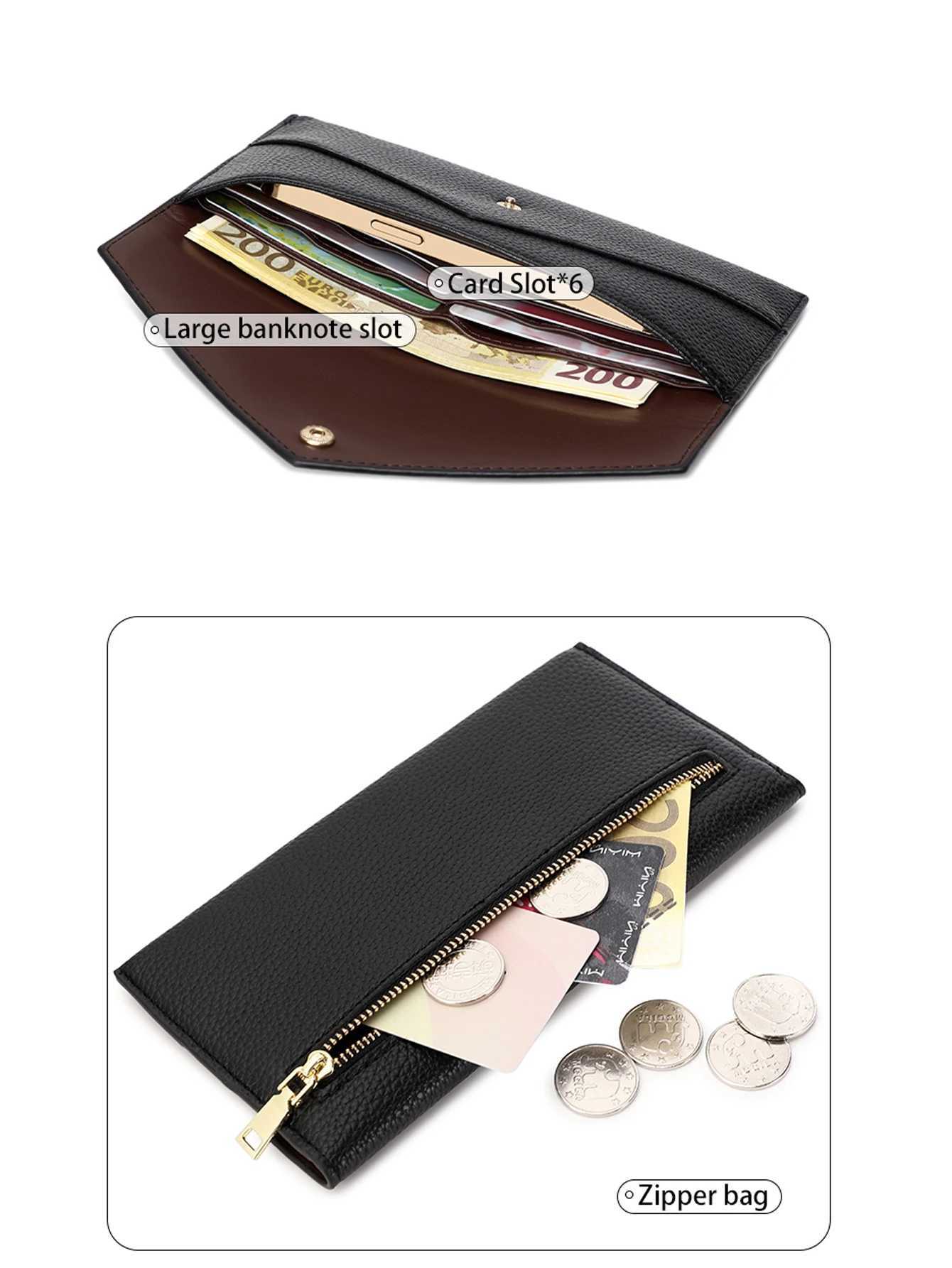 New RFIDtra-thin Wens LgWallet Envelope Buckle Lychee Grain Cluh Large Capacity Mti-CardSlot Coin Purse WensWallet Y250707
