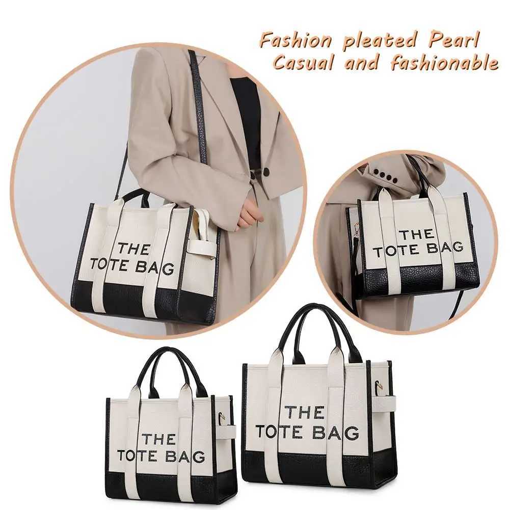 PU Leather Women Handbags Letter Commute Bag Casual Large Capacity Adjustable Strap Simple Portable for Weekend Va ion