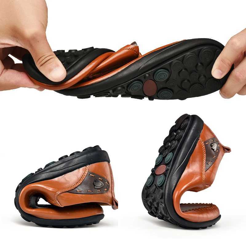 Handmade Shoes Leather Casual Shoes For Men Flat Platform Walking Shoes Outdoor Footwear Loafers Breathable Sneakers Y250707