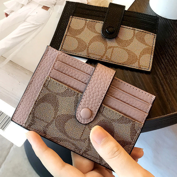 wallet designer 2025 New Women's Small Card Holder Wallet Genuine Leather Look Ultra Thin ID/Door Access Card Organizer