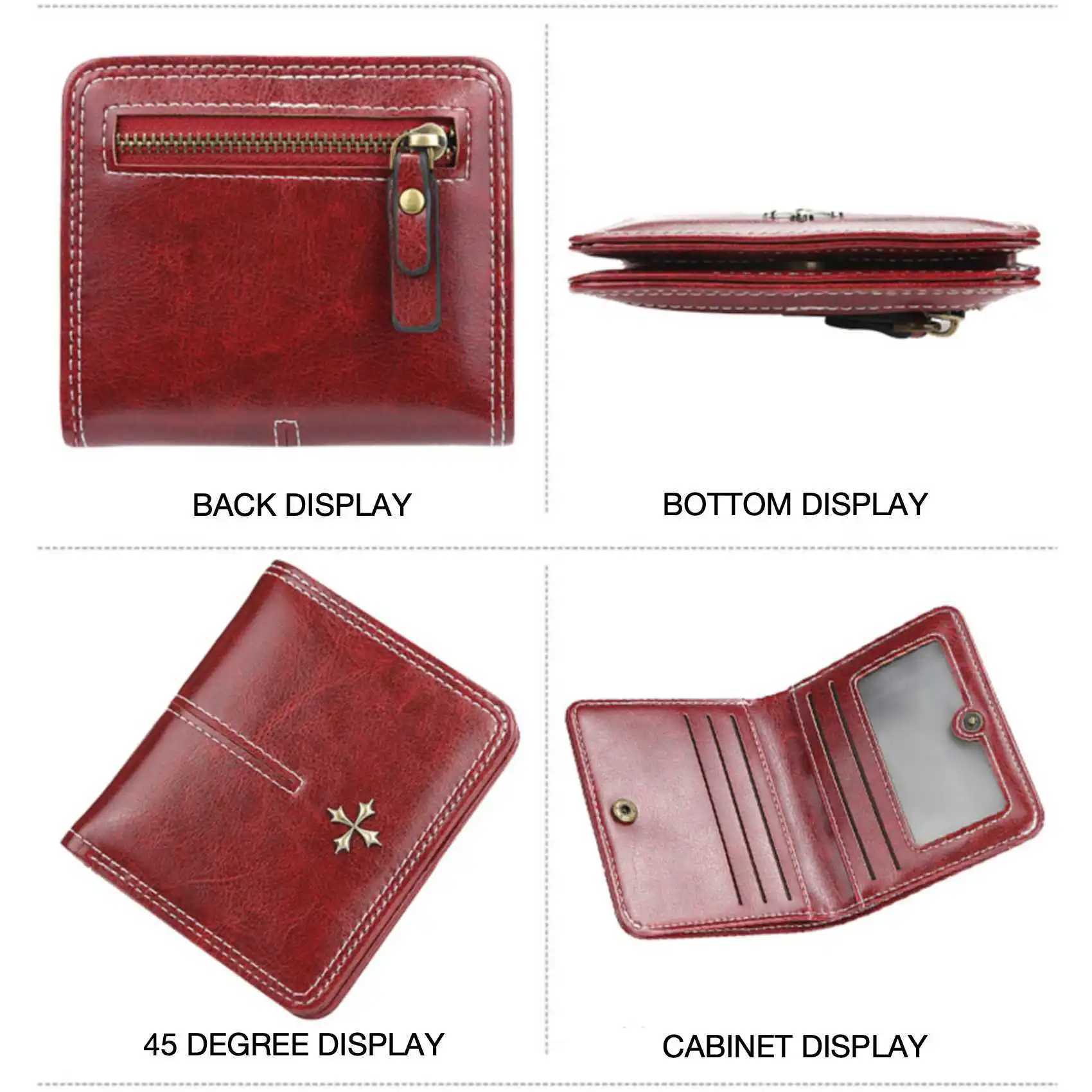 Wens Short Wallet Mti-Card Oil Wax Skin Coin Purse Fi All-In-e Zipper Card Bag Y250707
