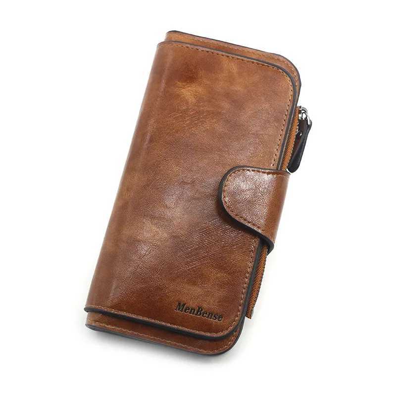 100% Genuine Leather Wallets Three Fold Vintage Wens Purses Mobile Phone Purse Fem Coin Purse Womens Wallet Y250707