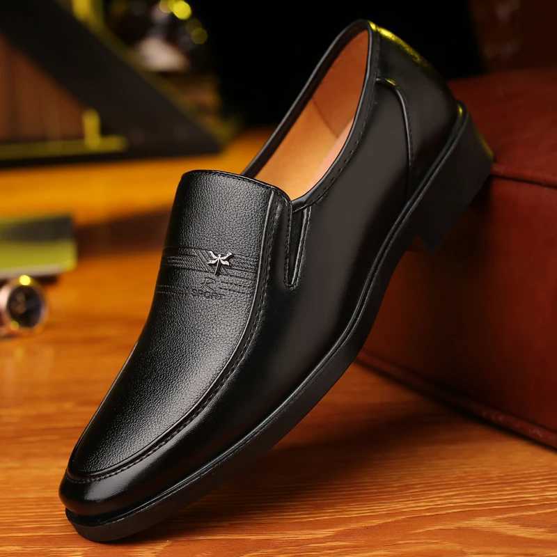 Leather Mens Business Brand Loafers Dress Breathable Slip on Black Driving M Formal Shoes Y250707