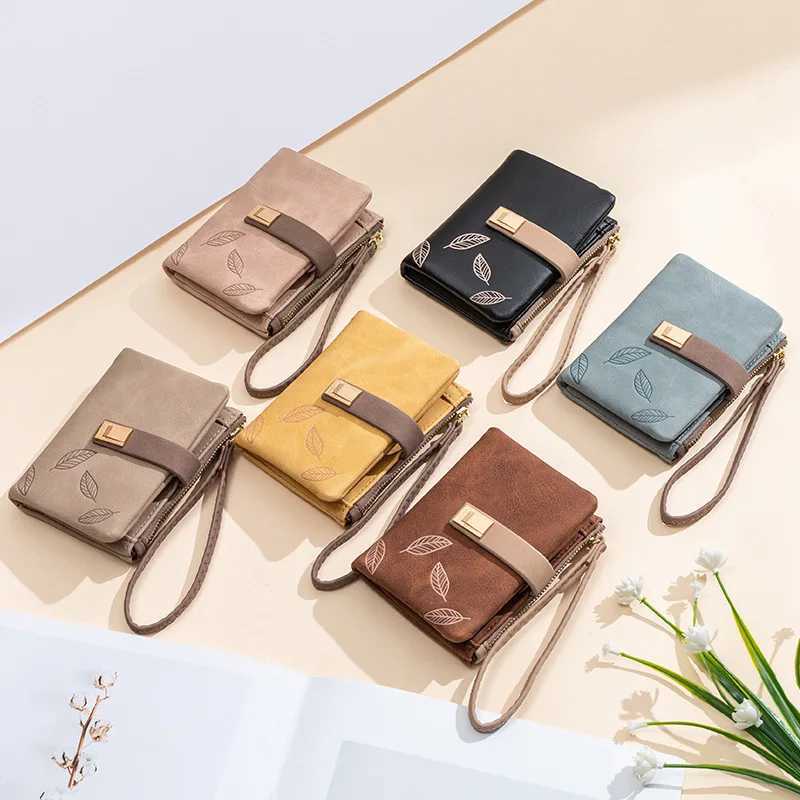 Matte Pu Leather Wen Wallet Small Zipper Coin Purse Short Ladies Wallet Wristlet Wen Purse Fem Coin Pocket Card Holders Y250707