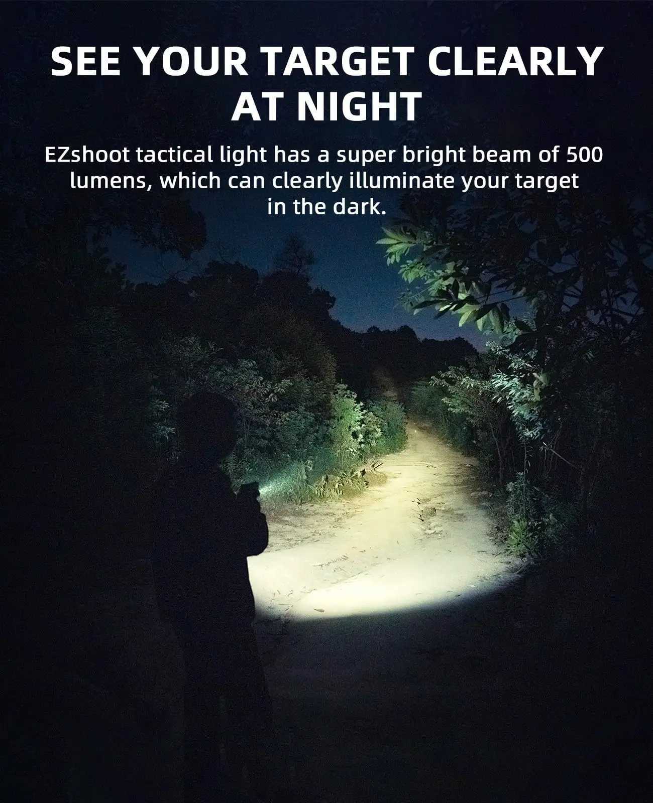 MIDTEN 500 Lumens Pistol Light Rechargeable Compact Pistol Flashlight with Strobe Mode for Picatinny and GL Rails Mini Gun Light W250701