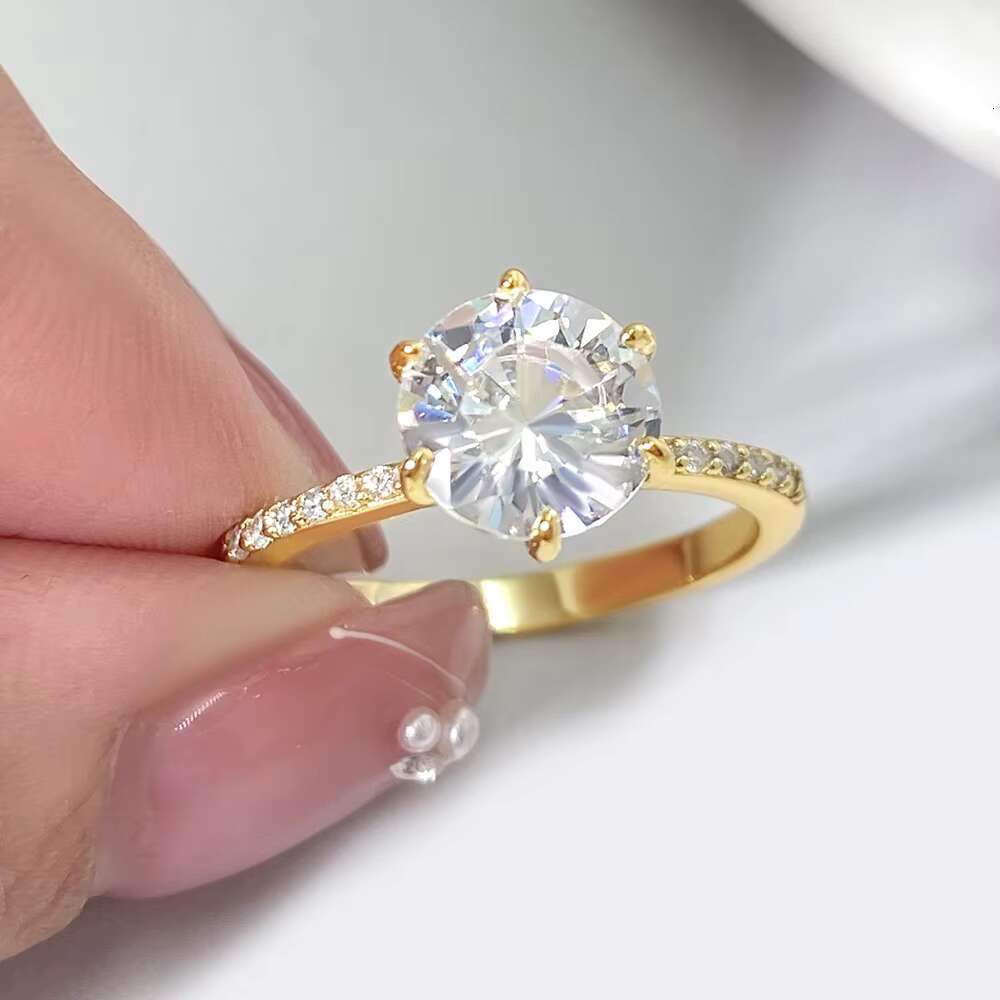 Hot Sale Classic Moissanite Ring S925 Inlaid High Quality 18K Gold Plated Fine Jewelry for Women