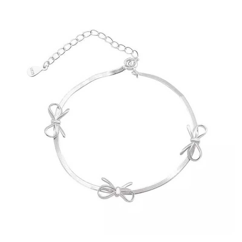 Fashion Sweet Bow Bracelets for Women Girls Sparkling Delicate Ribbon Bowknot Snake Bone Chain Bracelet Party Jewelry Gifts XJ250707