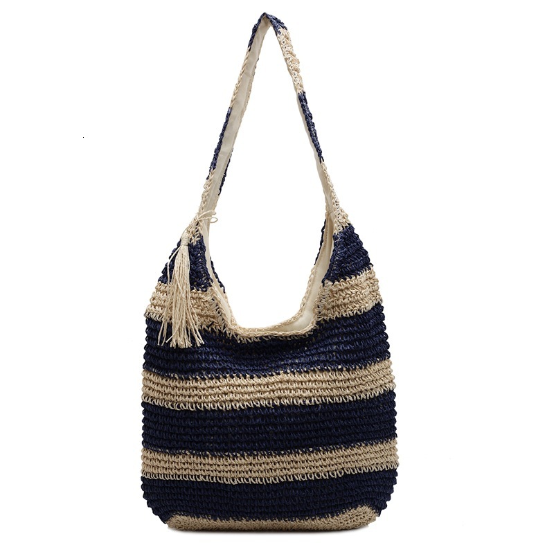 Free shipping designer Summer Straw Woven Bag for Women 2025 Fashion Single Shoulder Bag Large Capacity Vacation Beach Bag Underarm Bag Knitted Stripe