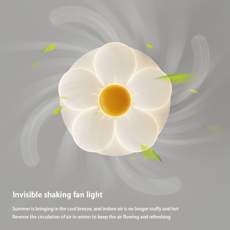 Modern Ceiling Fan with LED Light for Home Decor Flower Invisible leafless