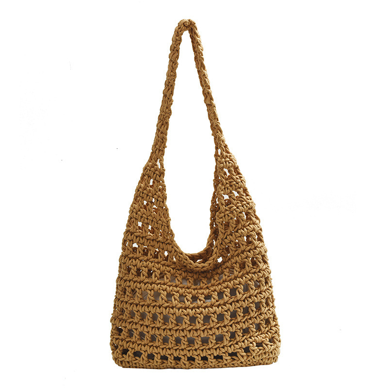 Free shipping designer New Cotton Thread Woven Bag Artistic Versatile Trendy Bag for Women Vacation Travel Casual Bag Fashion Hollow Shoulder Bag