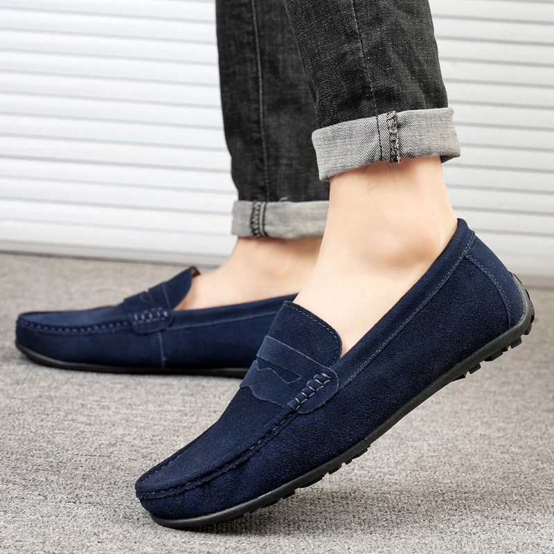 Men Casual Shoes Fion Men Shoes Handmade Suede Genuine Leather Mens Loafers Slip On Mens Flats M Driving Shoes Y250707