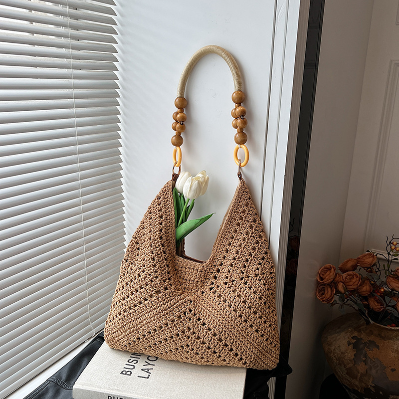 Free shipping designer 2025 New Fashion Woven Bag Hollow Square Flower Large Triangle Color-Block Woven Bag Shoulder Bag Crossbody Bag Underarm Bag Wo