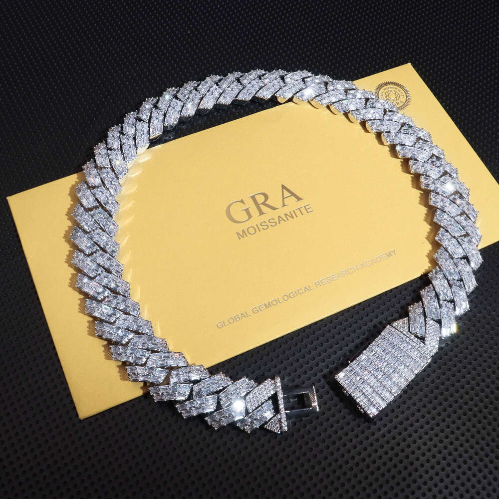 20mm Custom S925 Hip Hop Jewelry Iced Out Necklace Cuban Chain Iced Out Moissanite Diamond Bracelet Link Chain