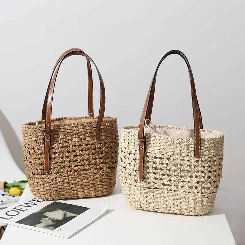 Casual Rattan Large Capacity Shopping Tote Designer Wicker Woven Women Handbags Summer Beach Bag Lady Travel Big Basket